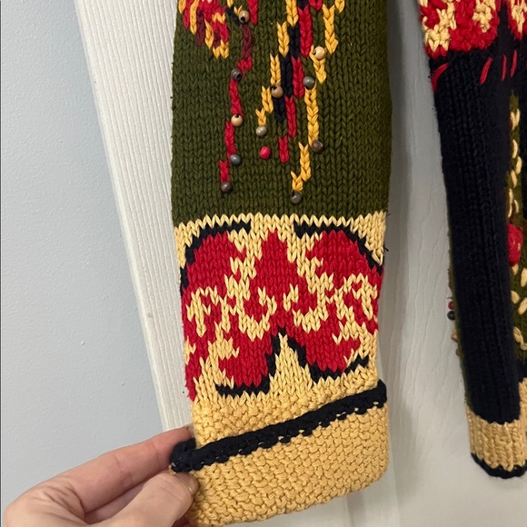 Vintage Colorful Patchwork Cardigan Sweater *missing button as pictured* - Picture 3 of 7